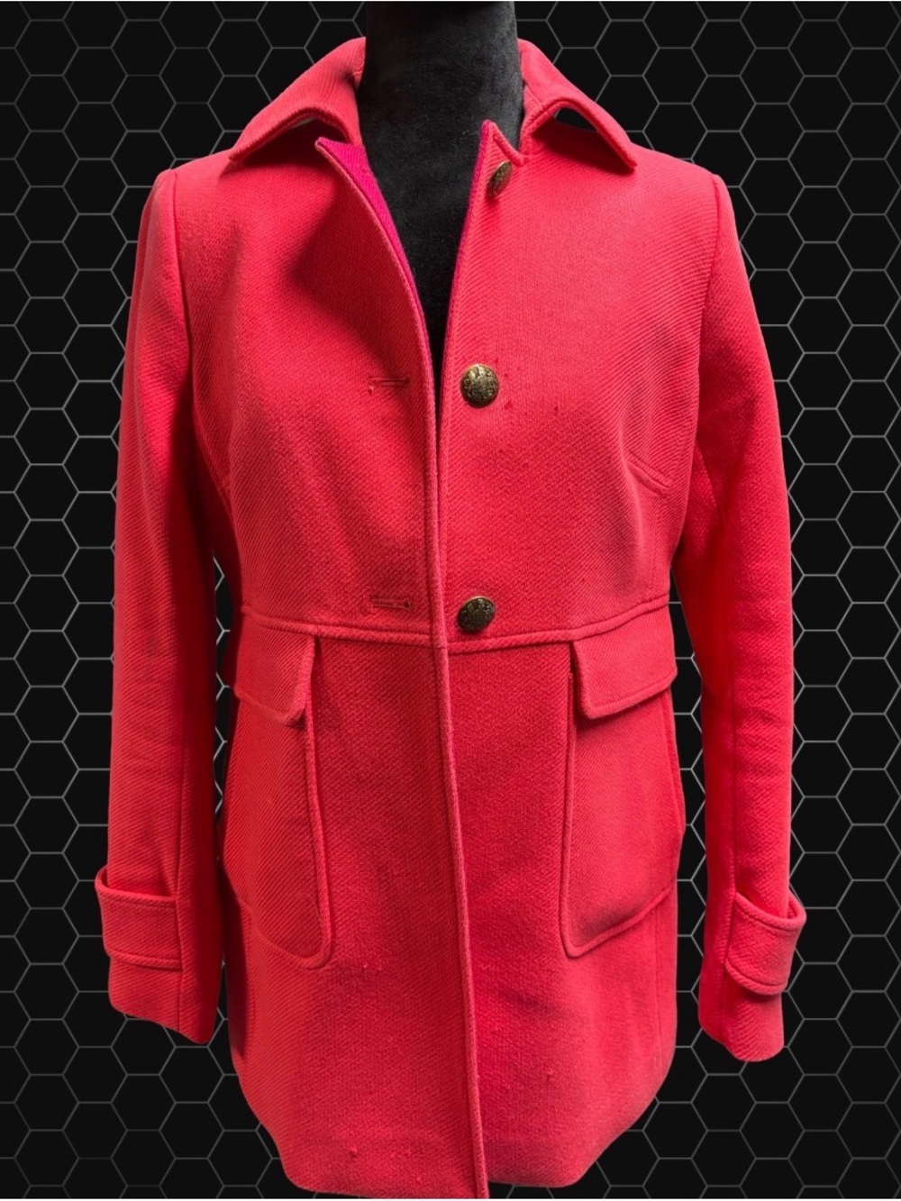 Banana Republic Bright Red Single-Breasted Pea Coat